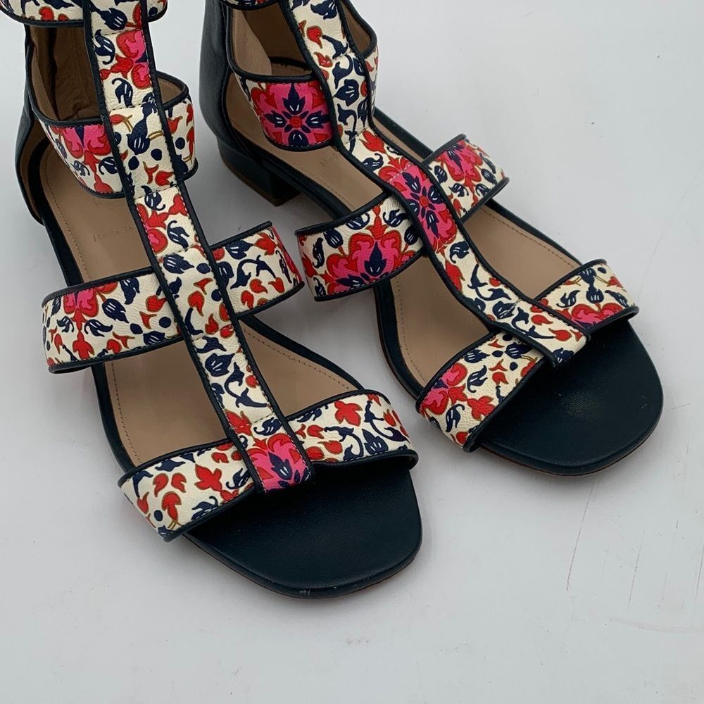 Crew Made in Italy Floral Gladiator Sandals Multicolor Leather Womens Size 9 - Picture 2 of 12